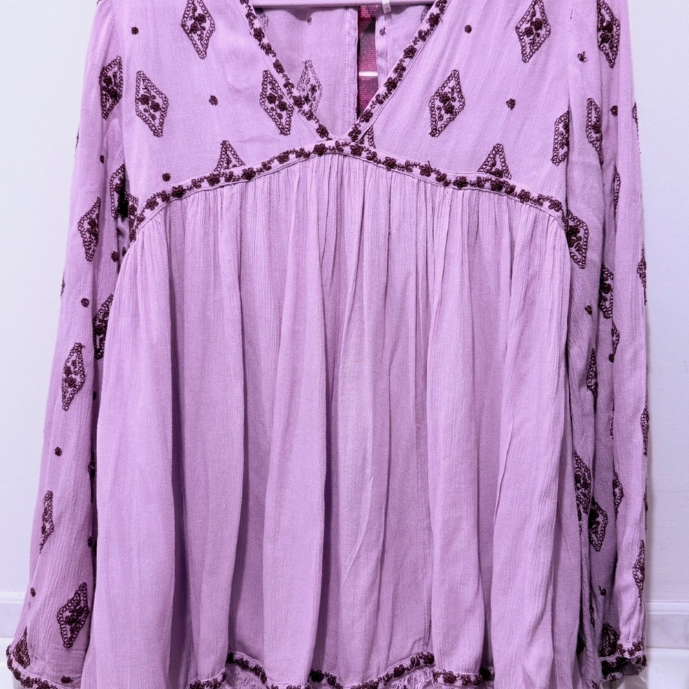 Free People Lavender and Burgundy Tunic Top - Picture 3 of 6